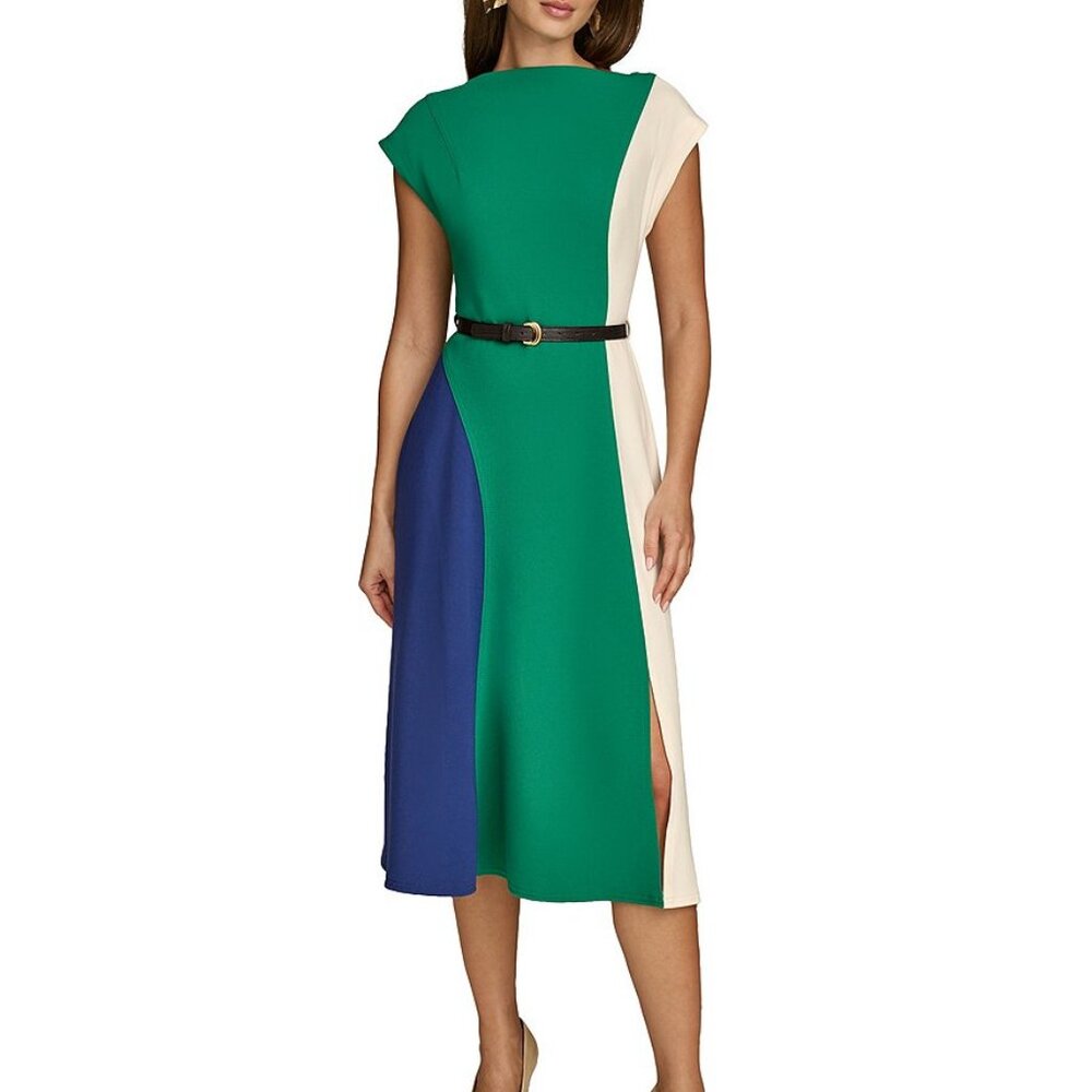 Donna Karan Belted A Line Crepe Dress - Picture 7 of 7